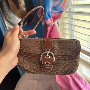 Coach Brown Signature Wristlet